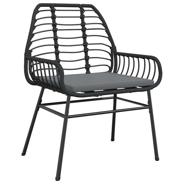 vidaXL Ensemble &agrave; manger de jardin coussins 7pcs noir poly rotin verre
