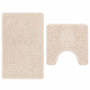 vidaXL Ensemble de tapis de bain antid&eacute;rapants 2 pc Cr&egrave;me 50 x 50 cm
