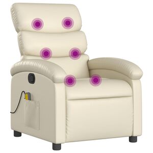 vidaXL Fauteuil de massage inclinable cr&egrave;me similicuir
