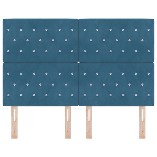 vidaXL T&ecirc;te de lit avec t&ecirc;te de lit Bleu fonc&eacute; 144 cm Cuir synth&eacute;tique