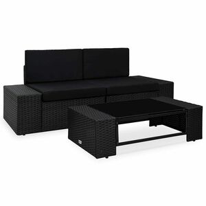 vidaXL Salon de jardin 3 pcs R&eacute;sine tress&eacute;e Noir