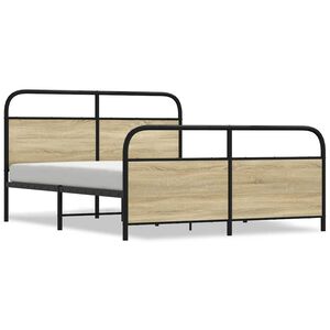 vidaXL Cadre de lit en m&eacute;tal sans matelas ch&ecirc;ne sonoma 160x200 cm