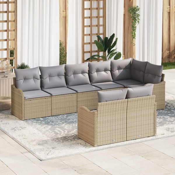 vidaXL Ensemble de canap&eacute; de jardin 8 pcs Beige et Gris clair