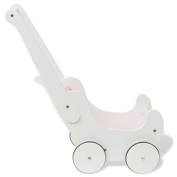 vidaXL Poussette pour poup&eacute;e Bois 53 x 25,7 x 50 cm Blanc