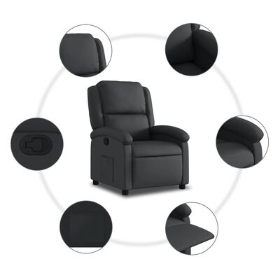 vidaXL Fauteuil inclinable noir cuir véritable