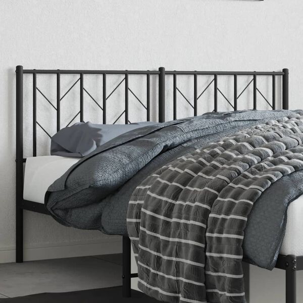 vidaXL T&ecirc;te de lit m&eacute;tal noir 150 cm