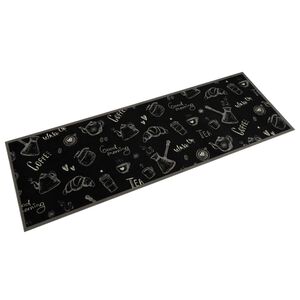 vidaXL Tapis de cuisine lavable imprim&eacute; Morning noir 60x180 cm velours