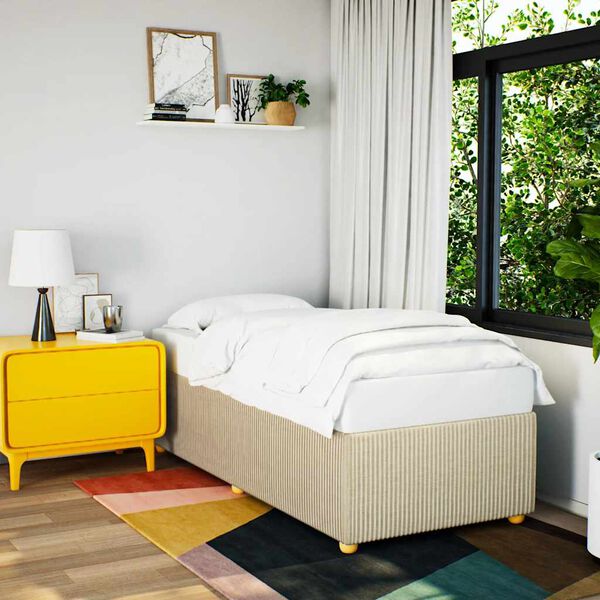 vidaXL Cadre de lit sans matelas cr&egrave;me 90x190 cm tissu