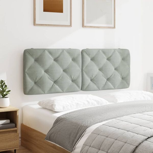 vidaXL Coussin de t&ecirc;te de lit gris clair 120 cm velours