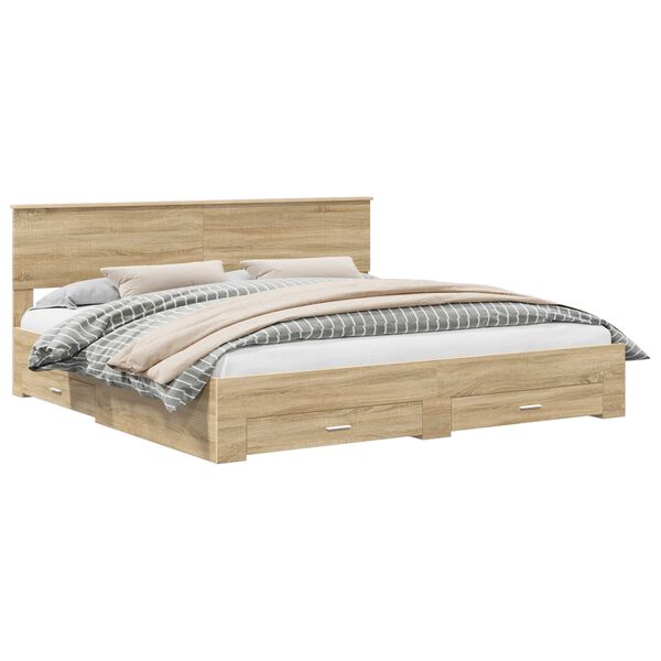 vidaXL Cadre de lit Ch&ecirc;ne Sonoma 200 x 200 cm Bois d'ing&eacute;nierie