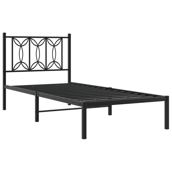 vidaXL Cadre de lit métal sans matelas avec tête de lit noir 90x190 cm