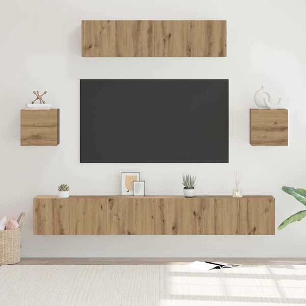 vidaXL Ensemble meuble TV 7 pcs Ch&ecirc;ne artisanal Bois d'ing&eacute;nierie