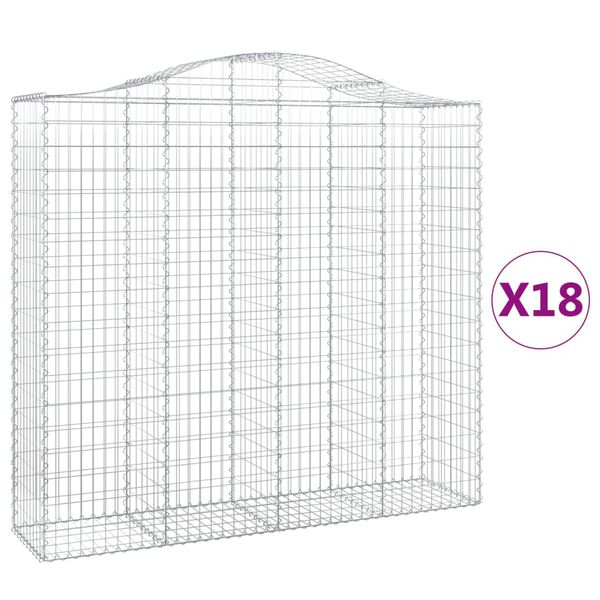 vidaXL Paniers &agrave; gabions arqu&eacute;s 18 pcs 200x50x180/200 cm Fer galvanis&eacute;