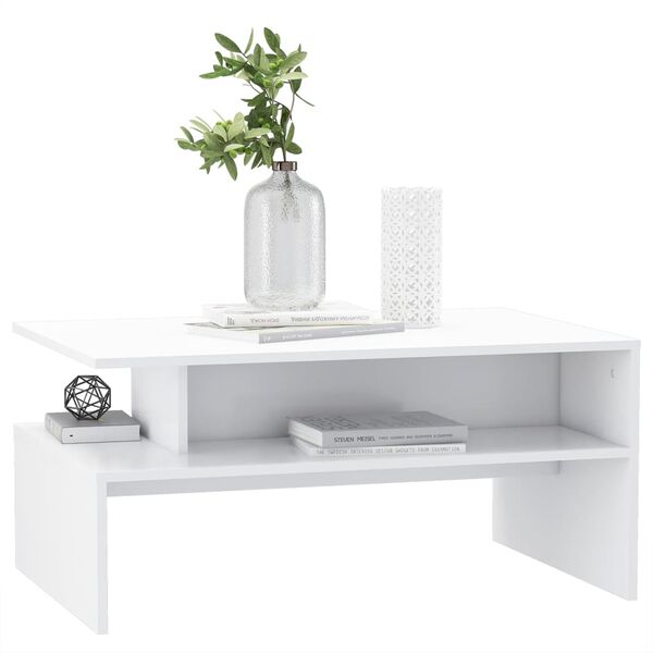vidaXL Table basse Blanc 90x60x42,5 cm bois d'ing&eacute;nierie