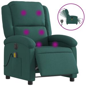 vidaXL Fauteuil de massage inclinable &eacute;lectrique Vert fonc&eacute; Tissu