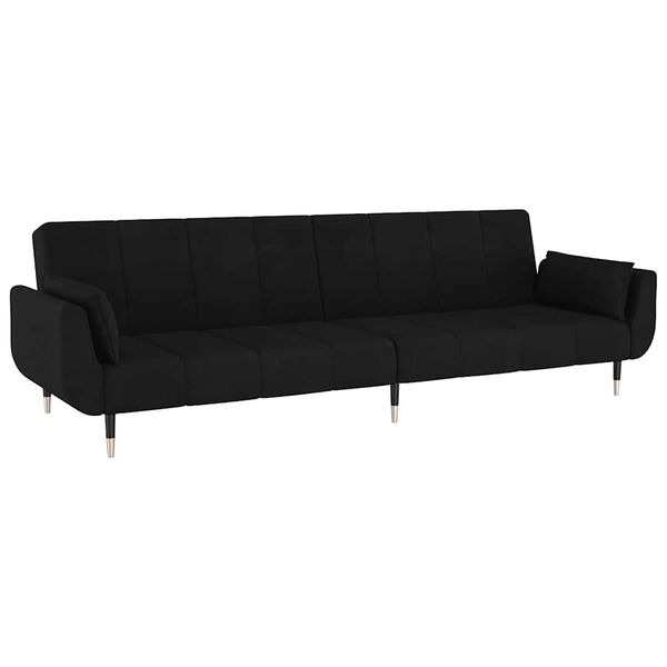 vidaXL Canap&eacute;-lit &agrave; 2 places avec deux oreillers Noir Velours