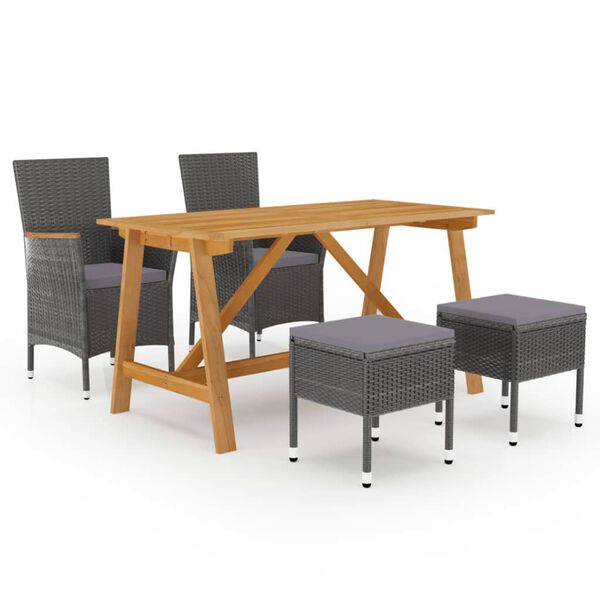 vidaXL Ensemble &agrave; manger de jardin 5 pcs Gris