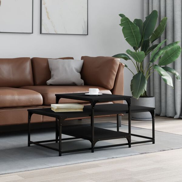 vidaXL Table basse noir 102x60x45 cm bois d'ing&eacute;nierie