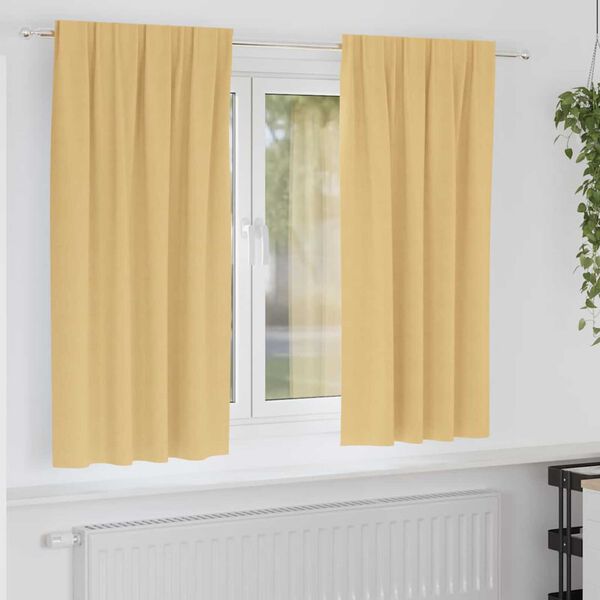 vidaXL Rideaux occultants avec anneaux 2 pcs Beige 175 x 140 cm