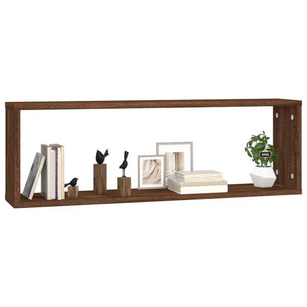 vidaXL &Eacute;tag&egrave;res murales cubiques 2 pcs Ch&ecirc;ne marron 80x15x26,5 cm