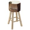 vidaXL Tabouret de bar cuir de ch&egrave;vre et bois de teck solide
