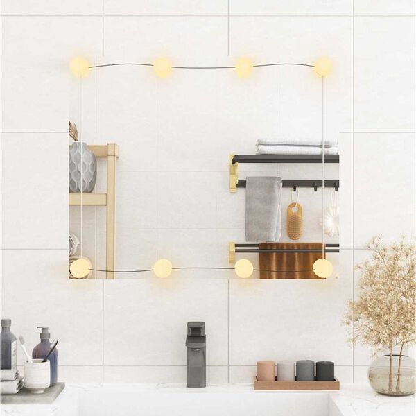 vidaXL Miroir mural avec lumi&egrave;res LED 50x60 cm verre rectangulaire