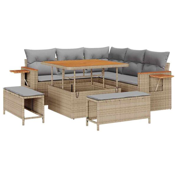 vidaXL Ensemble de canap&eacute; de jardin 8 pcs beige et gris clair
