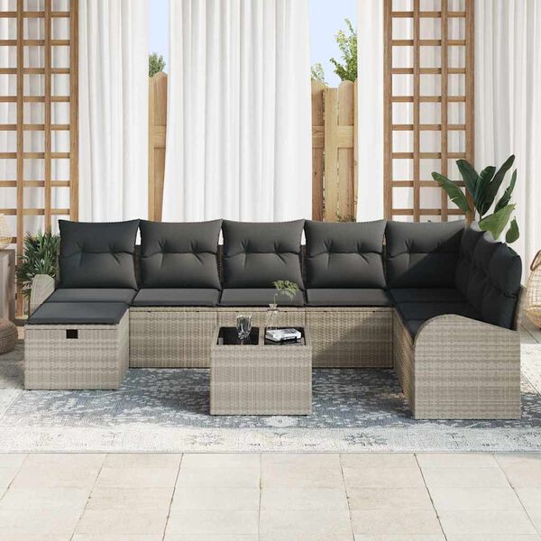 vidaXL Ensemble de Canap&eacute;s avec coussin Gris clair polyrotin