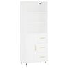 vidaXL Buffet haut Blanc 69,5x34x180 cm Bois d'ing&eacute;nierie