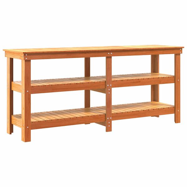 vidaXL &Eacute;tabli avec &eacute;tag&egrave;re Brun cire 181,5 x 50 x 80 cm Pin massif