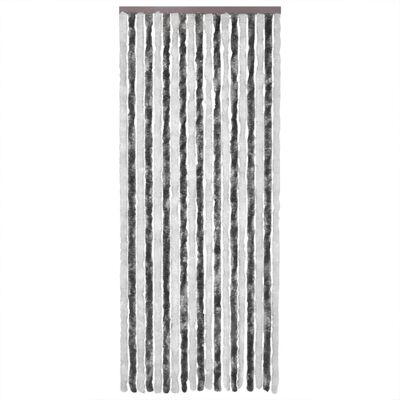 vidaXL Rideau anti-mouches gris et blanc 100x200 cm chenille