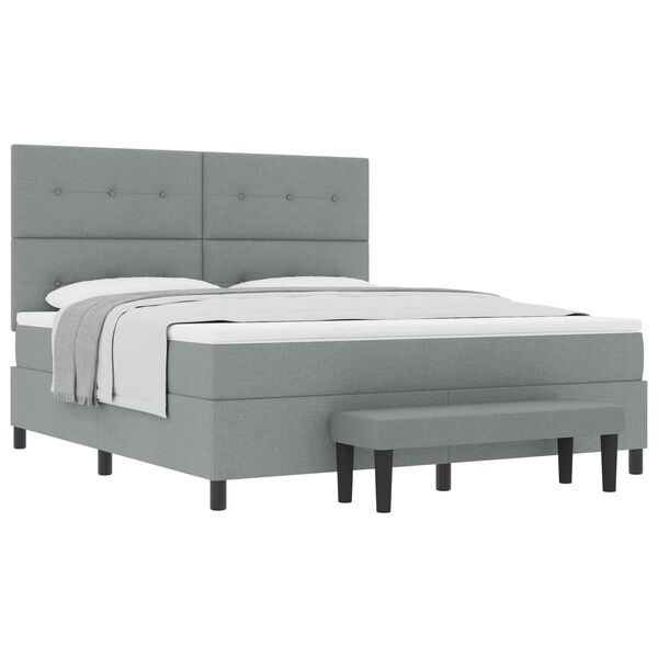 vidaXL Lit &agrave; ressorts avec matelas Gris clair 180 x 200 cm tissu