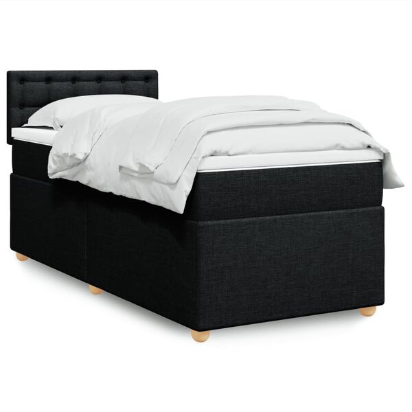 vidaXL Sommier &agrave; lattes de lit avec matelas Noir 90x200 cm Tissu