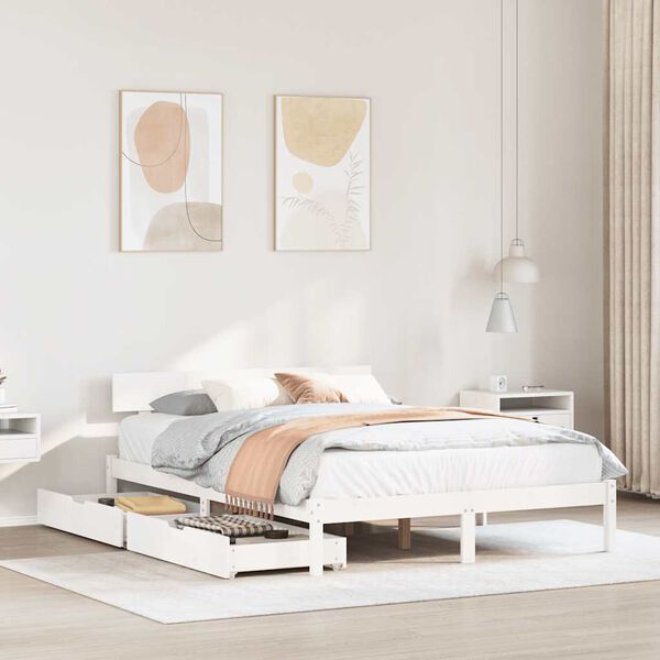 vidaXL Cadre de lit sans matelas blanc 140x190 cm bois de pin massif