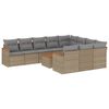 vidaXL Salon de jardin 11 pcs avec coussins beige r&eacute;sine tress&eacute;e