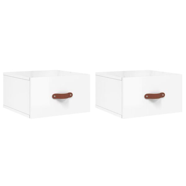 vidaXL Tables de chevet murales 2 pcs blanc brillant 35x35x20 cm