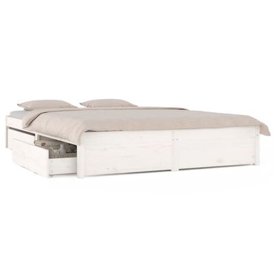 vidaXL Cadre de lit avec tiroirs Blanc 200x200 cm