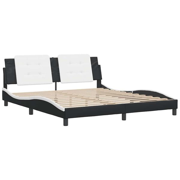 vidaXL Cadre de lit sans matelas Zadar noir et blanc 180x200 cm similicuir