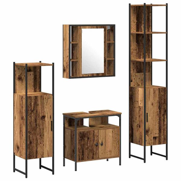 vidaXL Ensemble de mobilier de salle de bain 4 pcs Bois Ancien