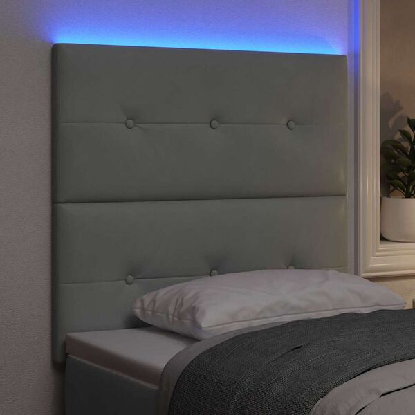 vidaXL T&ecirc;te de lit LED avec t&ecirc;te de lit Gris clair 100 cm Polyester
