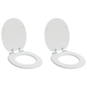 vidaXL Si&egrave;ge de toilette &agrave; fermeture douce 2 pi&egrave;ces Blanc 44 x 38 cm