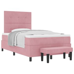 vidaXL Lit &agrave; ressorts avec matelas Rose 120 x 190 cm Velours