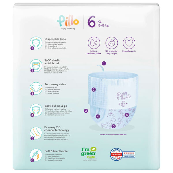 Pillo couches-culottes 92 pcs taille 6 (13-18 kg)