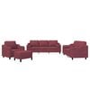 vidaXL Ensemble de canap&eacute;s 4 pcs avec coussins rouge bordeaux tissu
