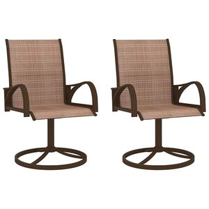 vidaXL Chaises pivotantes de jardin lot de 2 Textil&egrave;ne et acier Marron