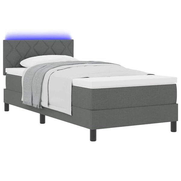 vidaXL Lit &agrave; ressorts avec matelas Gris fonc&eacute; 100 x 200 cm tissu