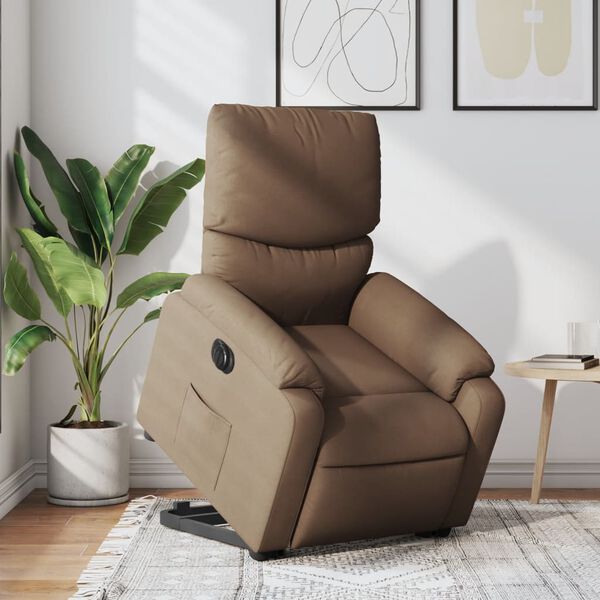 vidaXL Fauteuil inclinable &eacute;lectrique marron tissu