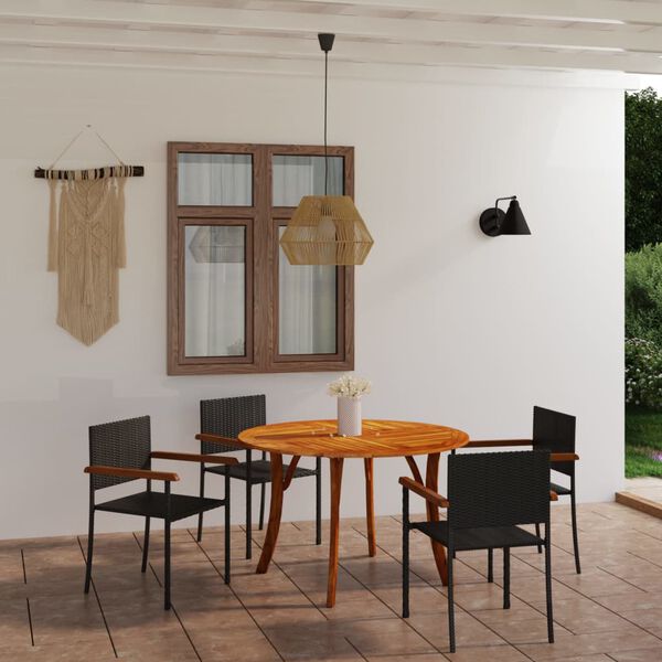 vidaXL Ensemble &agrave; manger de jardin 5 pcs Noir