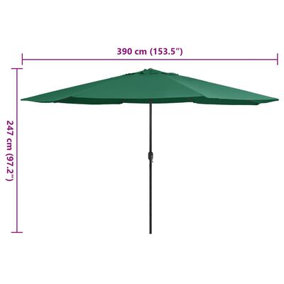 vidaXL Parasol de jardin avec mât en métal 390 cm vert