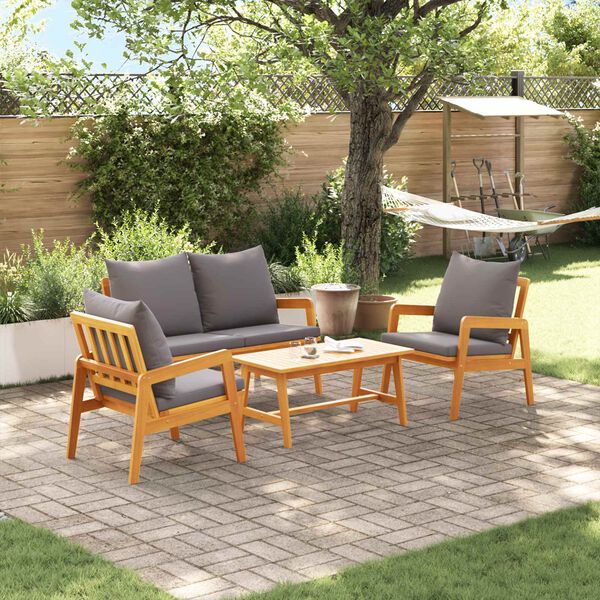 vidaXL Ensemble bistrot avec coussin 4 pcs Marron Bois d'Acacia Massif